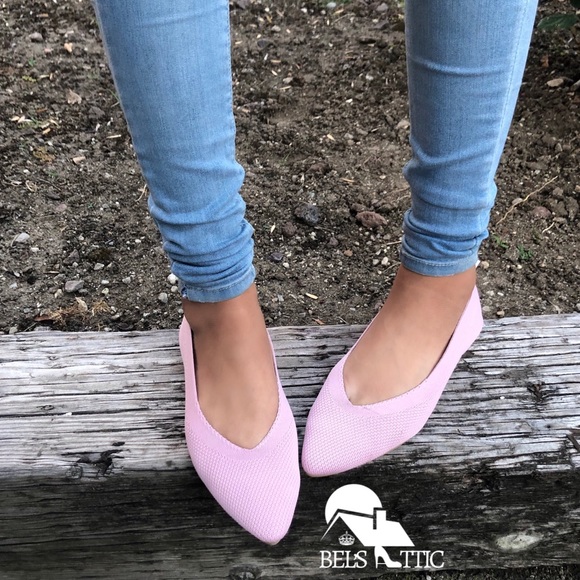 LAST1 Pointed Toe Knitted Fabric Ballerina Flats - Picture 2 of 8